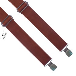 Подтяжки кожаные коричневые широкие на регуляторах застежки никель 3.5 см