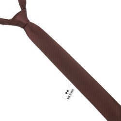 Краватка коричнева з вишневим відтінком - вузька 6 см