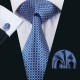 Подарочный галстук синий в серебристый квадратики