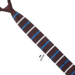 Краватка трикотажна коричнева в смужку