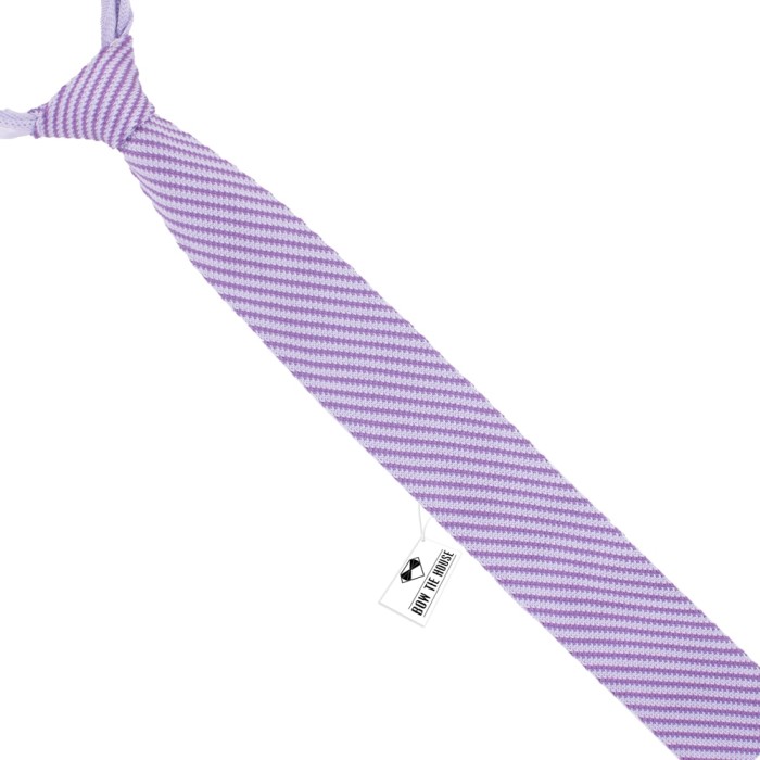 Галстук вязаный фиолетово-сиреневый в полоску