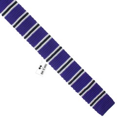 Галстук вязаный фиолетовый в черно-белую полосочку