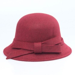 Шляпа бордовая женская федора с бантиком