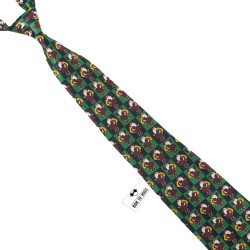 Краватка зелена новорічна у квадратики з Дідом Морозом