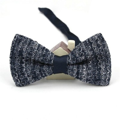 Бабочка вязаная синяя меланжевая