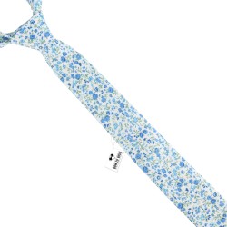 Краватка блакитна в квітку 6 см
