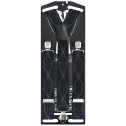 Підтяжки краваткові чорні елегантний ромбік