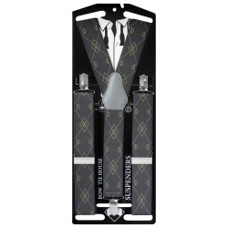 Підтяжки чоловічі краваткові сірі з візерунком 3.5 см Y
