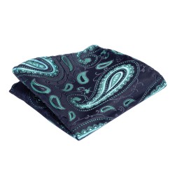 Синьо-бірюзовий шийний платок Аскот з огірками та платком
