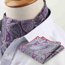 Шейный платок фиолетовый в огурцах с платком-паше