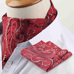 Шейный платок красный с серым узором и платком-паше