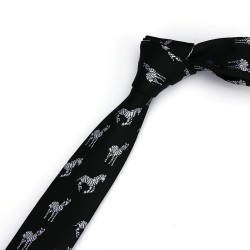 Краватка вузька чорна з зебрами