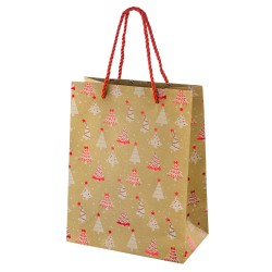Подарунковий крафт-пакет новорічний з ялинками