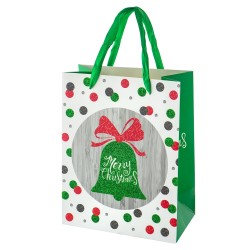 Подарунковий пакет новорічний з гліттером Christmas Bell