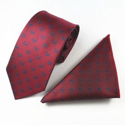 Краватка бордова з собачками + хустка