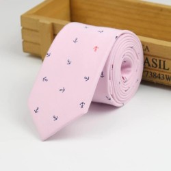 Краватка рожева бавовняна з якорями