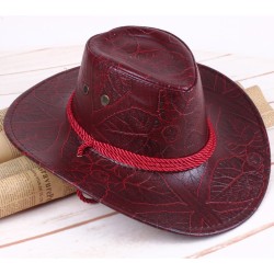 Шляпа ковбойская бордовая из эко кожи