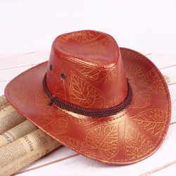 Шляпа ковбойська терракотова з золотом з еко шкіри