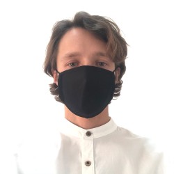 Захисна маска для обличчя чорна в ромбик з бавовни на два шари