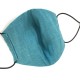 Защитная маска для лица сине-зеленая ромбиком с льна в два слоя