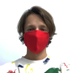 Защитная маска для лица ярко-красная из льна в два слоя