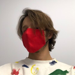Защитная маска для лица ярко-красная из льна в два слоя