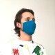 Захисна маска для обличчя насичена синя з льону в два шари