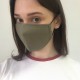 Захисна маска для обличчя тьмяно-зелена з льону на два шари