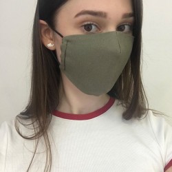Защитная маска для лица тускло-зеленая из льна в два слоя