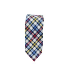 Краватка кольорова бавовняна в клітинку та однотонна двостороння