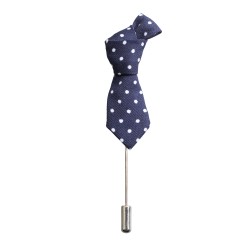 Приколка на пиджак - галстук в горошек синий