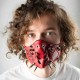 Дизайнерська маска еко шкіра зі шпильками NZK червона