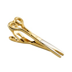 Затискач для краватки у формі ножиць - золотистий зі сріблястими кінчиками