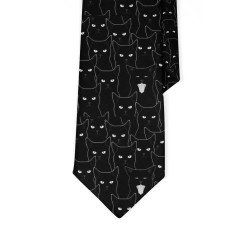 Краватка чорного кольору із зображенням кота 