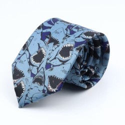 Краватка синя з акулами