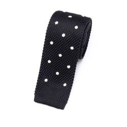 Краватка в'язана чорна в білий горошок