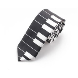 Краватка вузька чорне піаніно з широкими клавішами