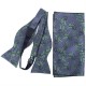 Сіра краватка-метелик з оригінальним зеленим узором +платок