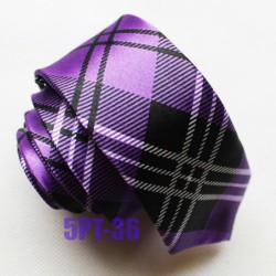 Краватка вузька фіолетова з чорними та білими смужками