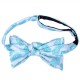 Белая с голубыми огурцами галстук-бабочка+платок