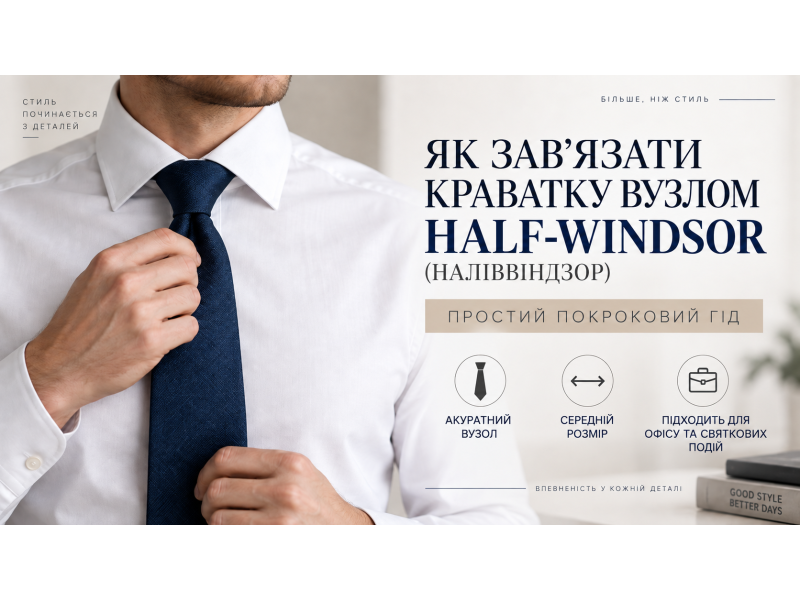 Как завязать галстук узлом Half-Windsor (Полувиндзор): пошаговый гид