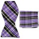 Краватка-метелик фіолетова у клітинку + платок 03599