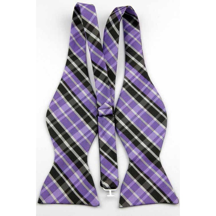 Краватка-метелик фіолетова у клітинку + платок 03599