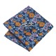 Краватка синій у квіточку з хусткою та запонками