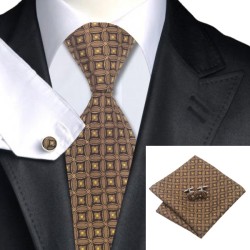 Подарочный галстук коричневый с желтым
