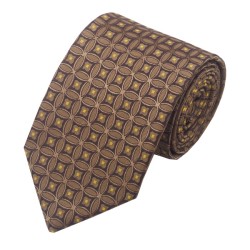 Подарункова краватка коричнева з жовтим