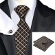 Подарунковий набір краватка, запонки та платок від Jason&Vogue (коричневий у смужку)