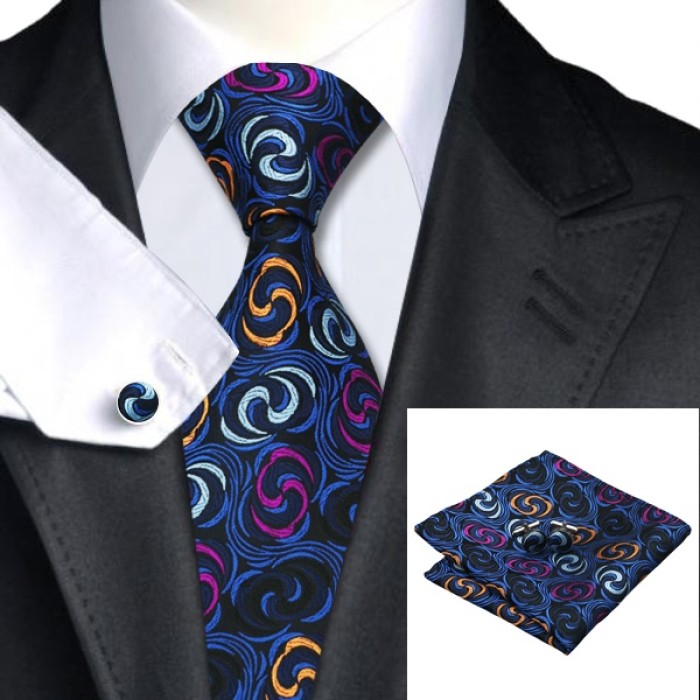 Подарочный галстук синий гипнотический