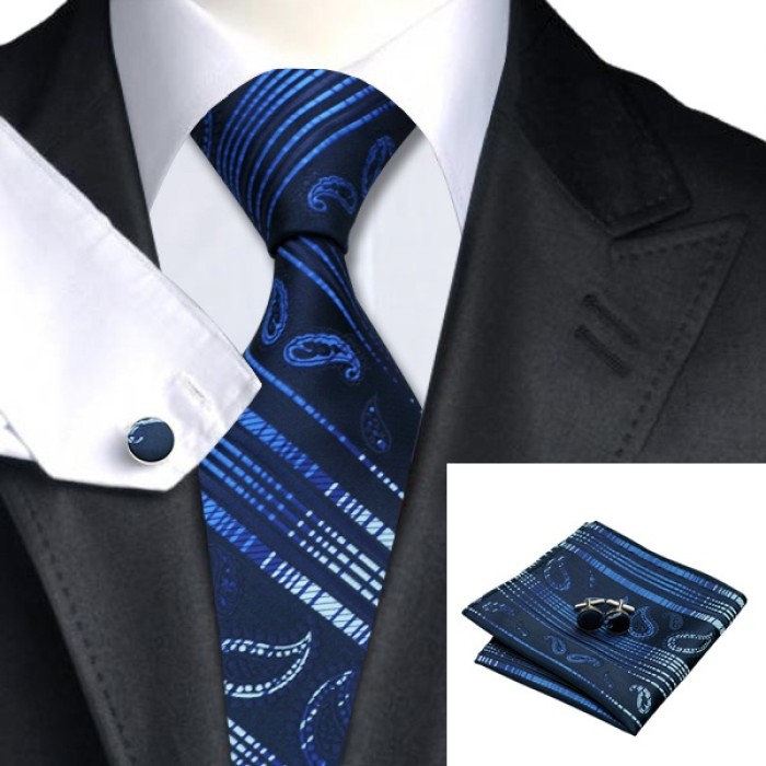 Набор галстука синего с абстракциями