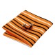Подарочный набор: галстук, запонки и платок от Jason&Vogue (оранжевый в черную и белую полоску)